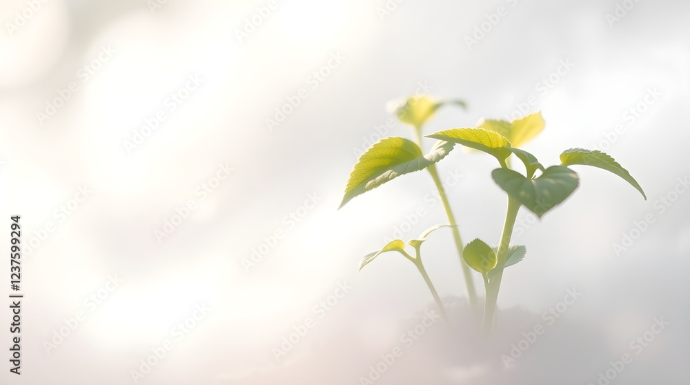 Obraz premium A little growing plant in fog