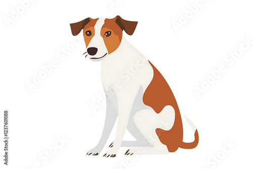 A charming flat vector illustration of a friendly dog with a playful expression photo