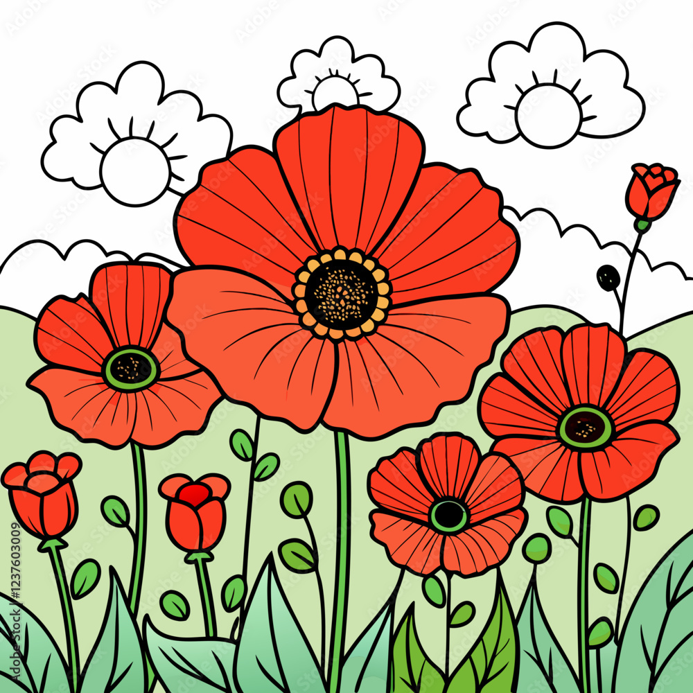 Fototapeta premium background with poppies