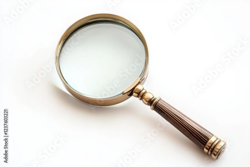 Antique Brass Magnifying Glass With Wooden Handle photo