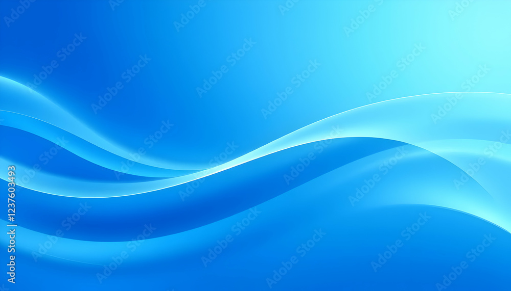 Abstract blue waves, flowing curves, digital art, soft gradients, minimalist design, ethereal atmosphere, light blue background, smooth lines, undulating shapes, fluid motion, tranquil composition, se Abstract blue waves, flowing curves, digital art, soft gradients, minimalist design, ethereal atmosphere, light blue background, smooth lines, undulating shapes, fluid motion, tranquil composition, se