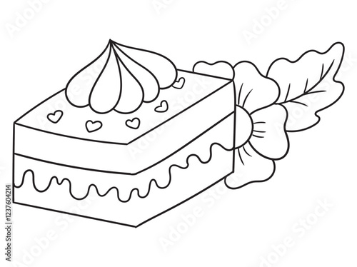 Delightful black and white cake illustration for coloring books. Perfect for kids and adults who love sweet treats! Ideal for printables, digital downloads, and craft projects.