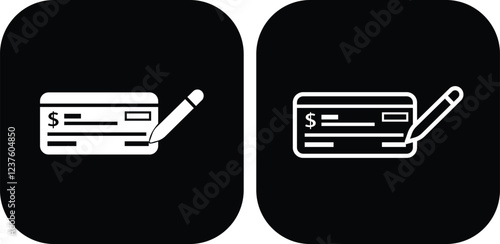Payment check icon in flat style set. vector for apps or website bank cheque symbol. paycheck sign in black Bank Check related glyph icon. Isolated on transparent background.