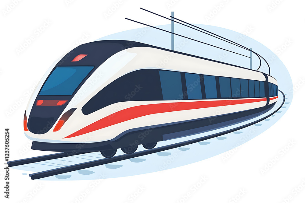A flat vector illustration of a high-speed train in a modern urban setting A flat vector illustration of a high-speed train in a modern urban setting
