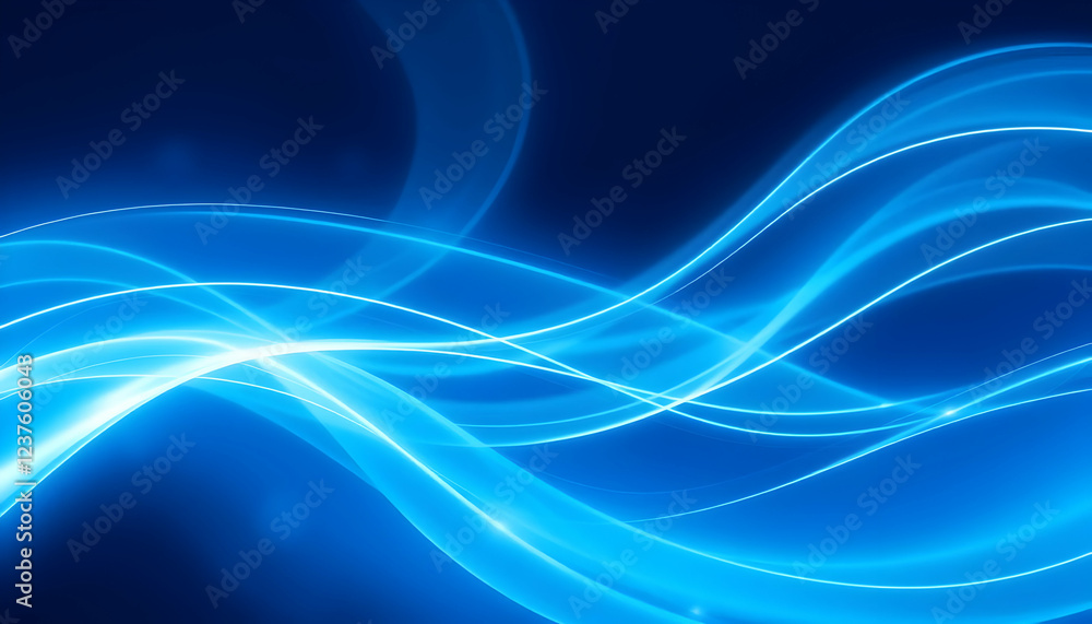 Abstract, blue glowing waves, dynamic curves, electric energy, neon light trails, dark background, vibrant blue, futuristic, digital art, smooth flowing lines, ethereal, luminous, motion blur, sci-fi Abstract, blue glowing waves, dynamic curves, electric energy, neon light trails, dark background, vibrant blue, futuristic, digital art, smooth flowing lines, ethereal, luminous, motion blur, sci-fi