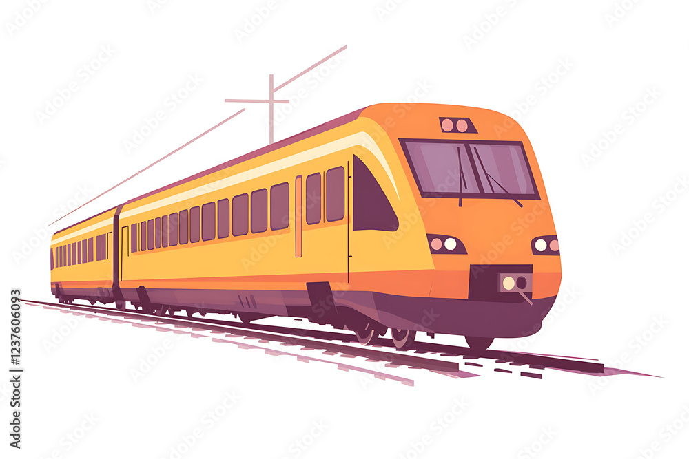A flat vector illustration of a high-speed train speeding through a futuristic cityscape A flat vector illustration of a high-speed train speeding through a futuristic cityscape