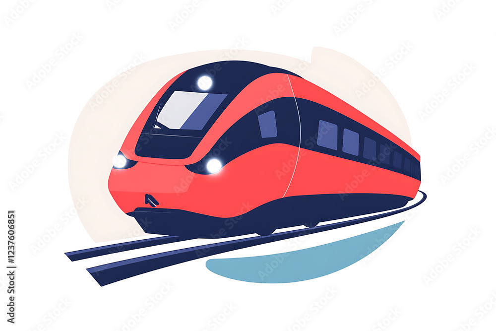 A flat vector illustration of a high-speed train speeding through a futuristic cityscape A flat vector illustration of a high-speed train speeding through a futuristic cityscape