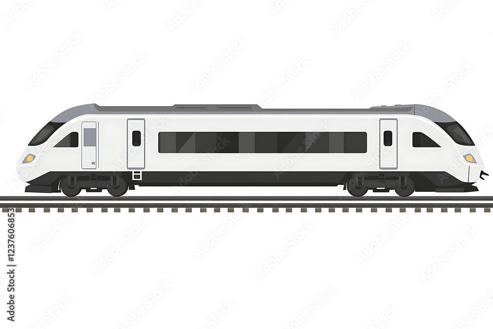 Naklejka premium A flat vector illustration of a high-speed train on a futuristic cityscape background