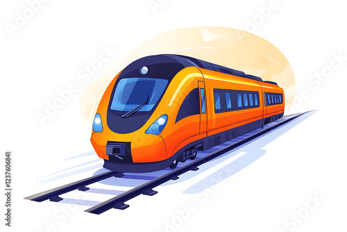 A flat vector illustration of a high-speed train in a modern and dynamic style