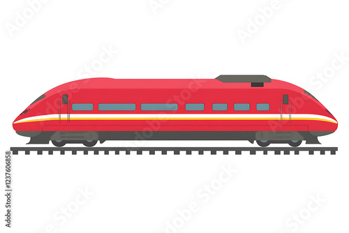 A flat vector illustration of a high-speed train in motion