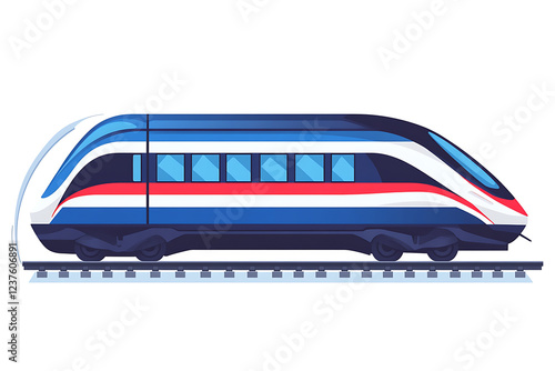 A flat vector illustration of a high-speed train in a modern and colorful style
