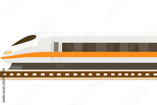 A flat vector illustration of a high-speed train on a futuristic track