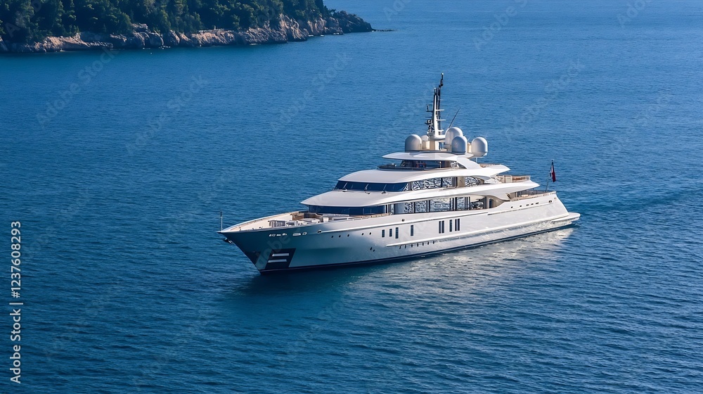 Majestic Luxury Yacht Cruising Through Deep Blue Ocean Waters : Generative AI Majestic Luxury Yacht Cruising Through Deep Blue Ocean Waters : Generative AI