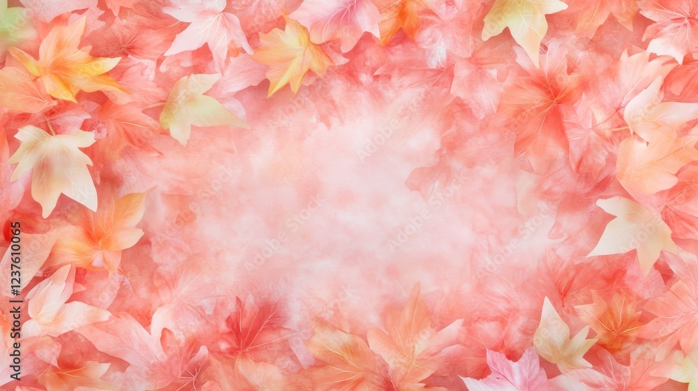 Pastel Autumn Leaves Frame, Soft Background Pastel Autumn Leaves Frame, Soft Background