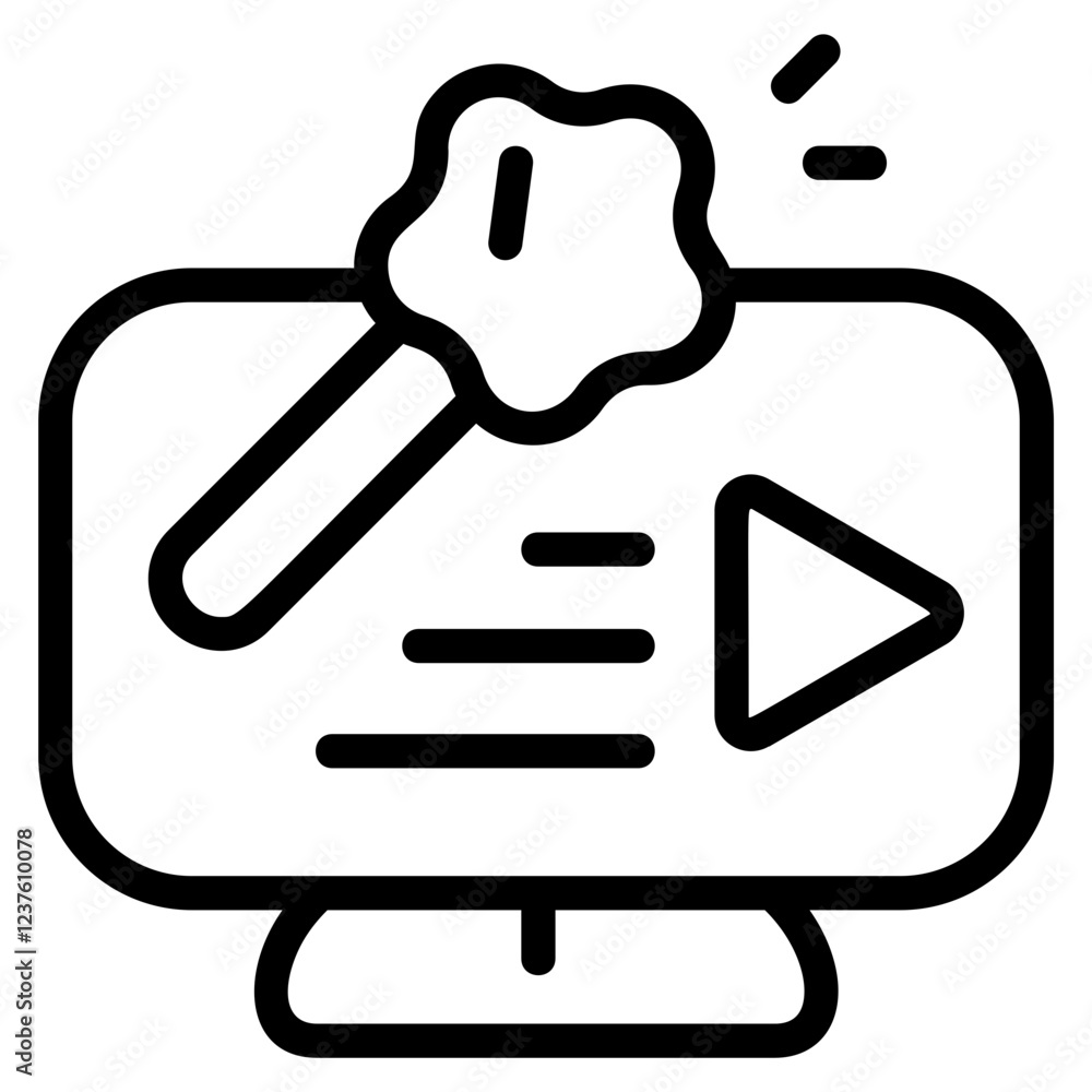 AI Editing Line Icon AI Editing Line Icon