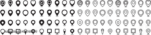 Location map pointer markers pin icon in flat line set. vector for apps and website. symbol of Pin Point Logo can be used for check the position Map pointer isolated on transparent background.