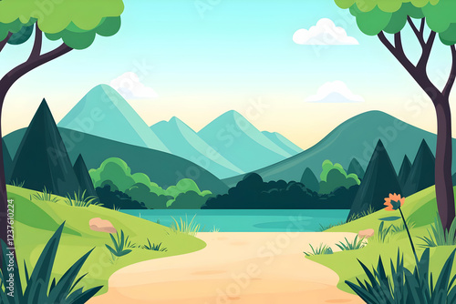 mountain landscape with lake