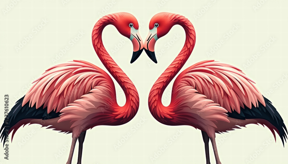 Obraz premium Flamingo Couple in Love Close-Up