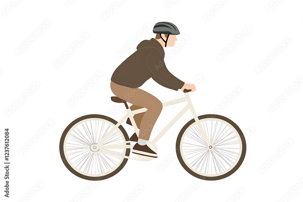 Fototapeta premium A flat vector illustration of a person riding a bicycle in a colorful and vibrant style