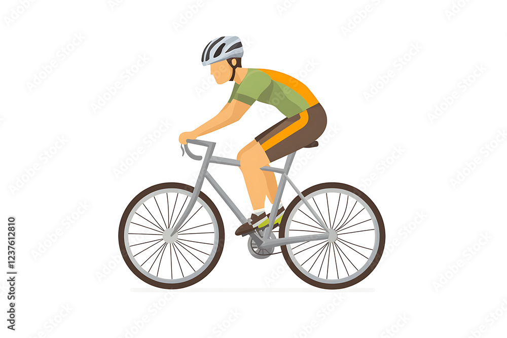 Fototapeta premium A flat vector illustration of a person riding a bicycle in a minimalist style
