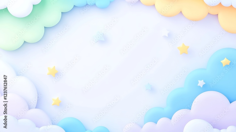 Pastel Cloudscape with Delicate Stars Background Pastel Cloudscape with Delicate Stars Background