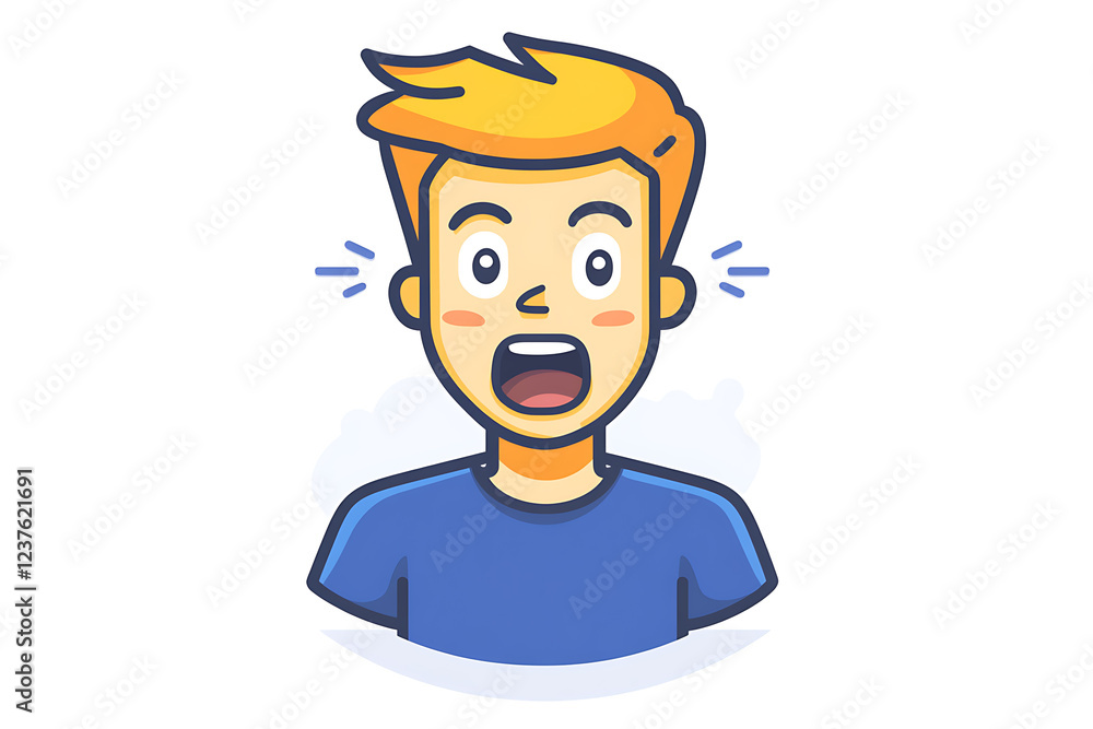 A flat vector illustration of a surprised person with a minimalist design A flat vector illustration of a surprised person with a minimalist design