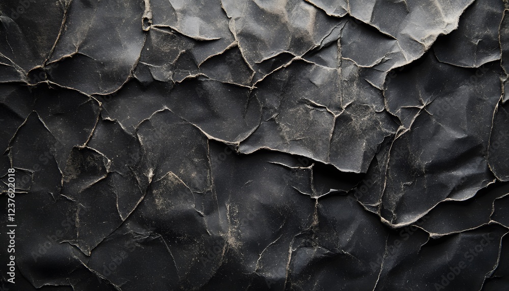 Fototapeta premium Dark Crinkled Paper Texture Background