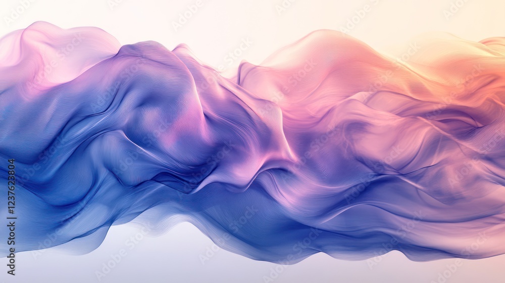 Abstract flowing pastel fabric waves, light background, design element Abstract flowing pastel fabric waves, light background, design element