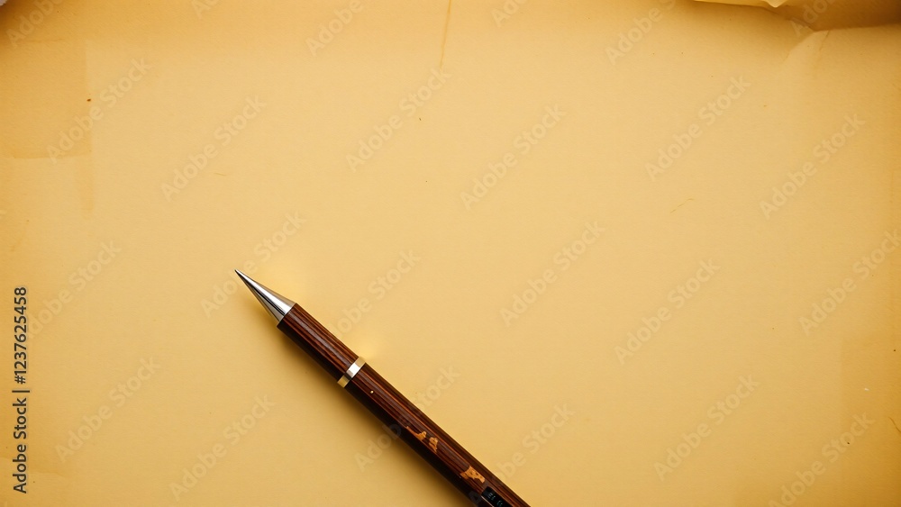 Mechanical Pencil on Yellow Paper Background - Minimalist Stationery Mechanical Pencil on Yellow Paper Background - Minimalist Stationery