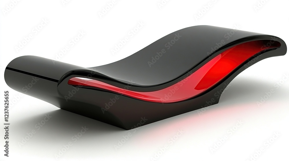 Modern red-lit black chaise lounge, studio shot, website design Modern red-lit black chaise lounge, studio shot, website design