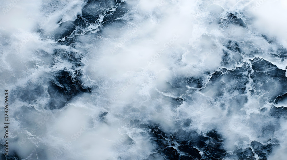 Aerial view of ocean waves, cloudy sky. Background texture for design Aerial view of ocean waves, cloudy sky. Background texture for design