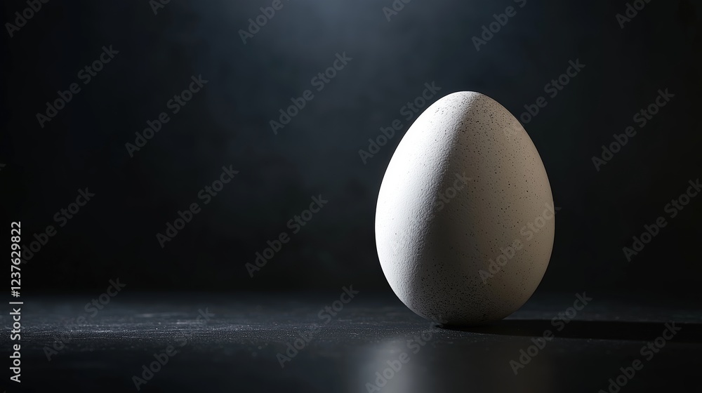 Single egg standing upright on a dark elegant background Single egg standing upright on a dark elegant background