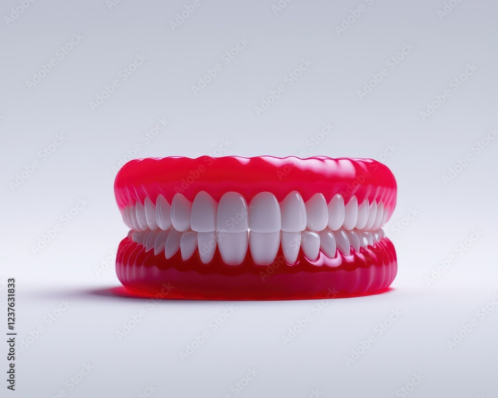 Obraz premium A vibrant, playful image of a set of oversized novelty teeth, perfect for fun and humor-related projects.