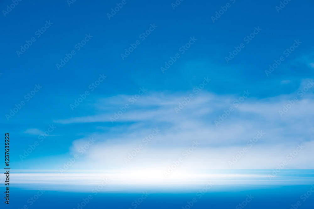 Fototapeta premium Panorama of cloud clear sky background for summer vacation concept at ocean and summer sea water with sunlight of beautiful cloudy 
