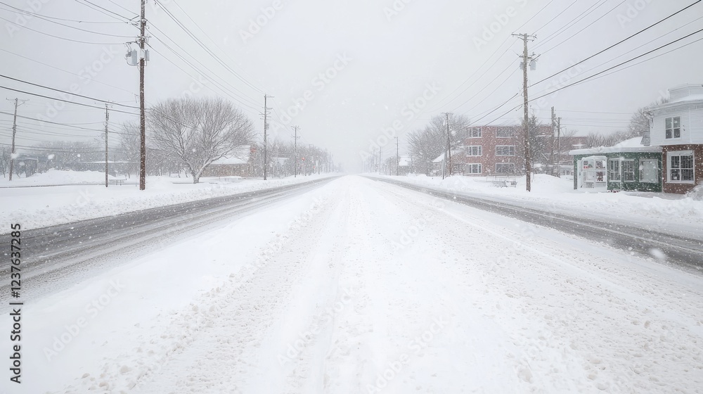 Snowy street scene, winter storm, residential area, blizzard background, travel Snowy street scene, winter storm, residential area, blizzard background, travel