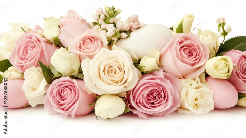 Pastel Roses and Easter Egg Arrangement Springtime Elegance Pastel Roses and Easter Egg Arrangement Springtime Elegance