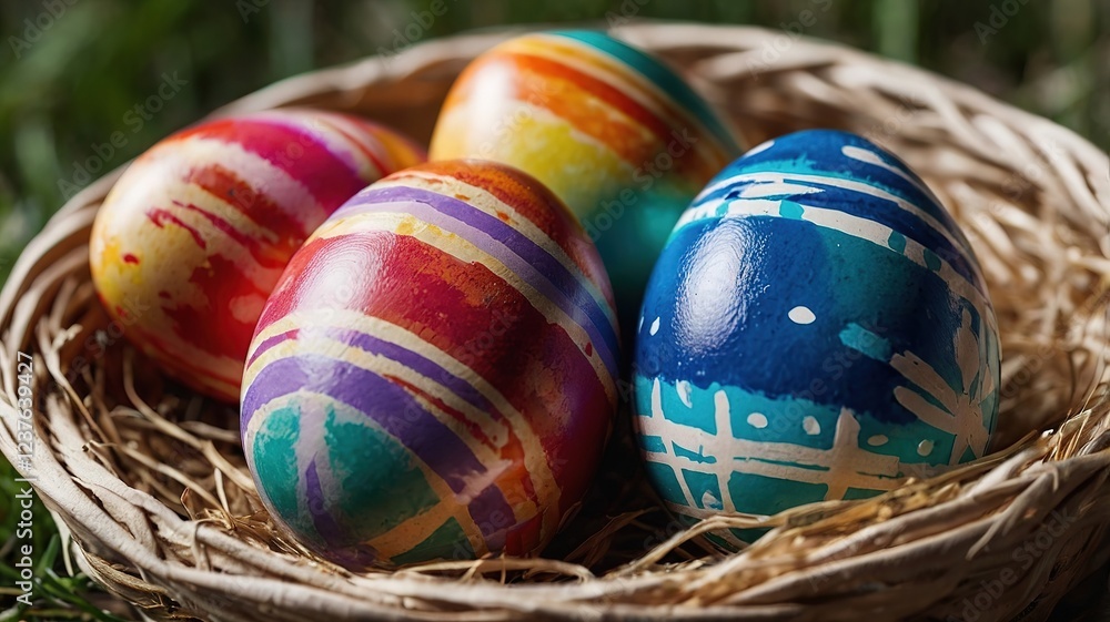 Fototapeta premium Colorfully painted Easter eggs