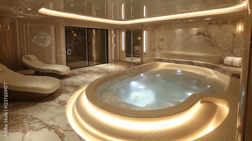Luxury Yacht Spa: Tranquil Hot Tub and Relaxation Area