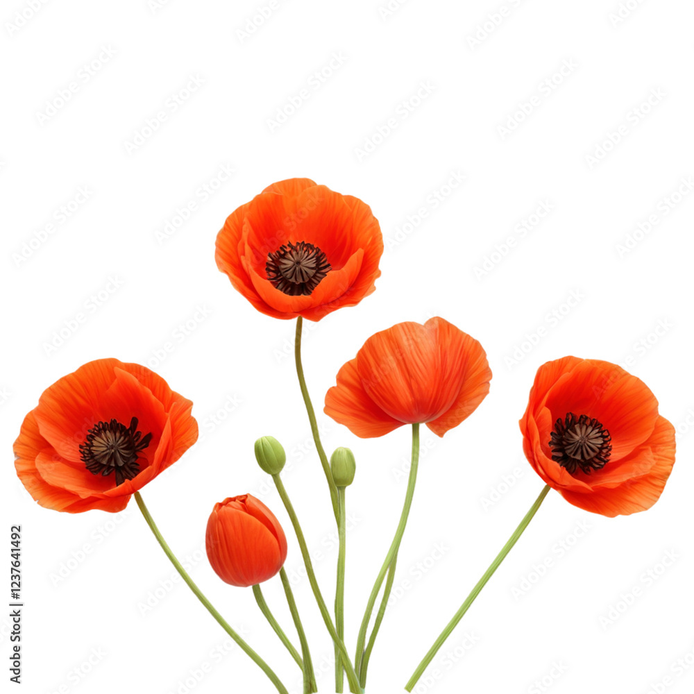 Obraz premium red poppies isolated on white background 