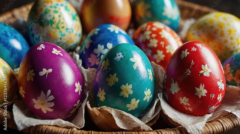 Fototapeta premium Colorfully painted Easter eggs
