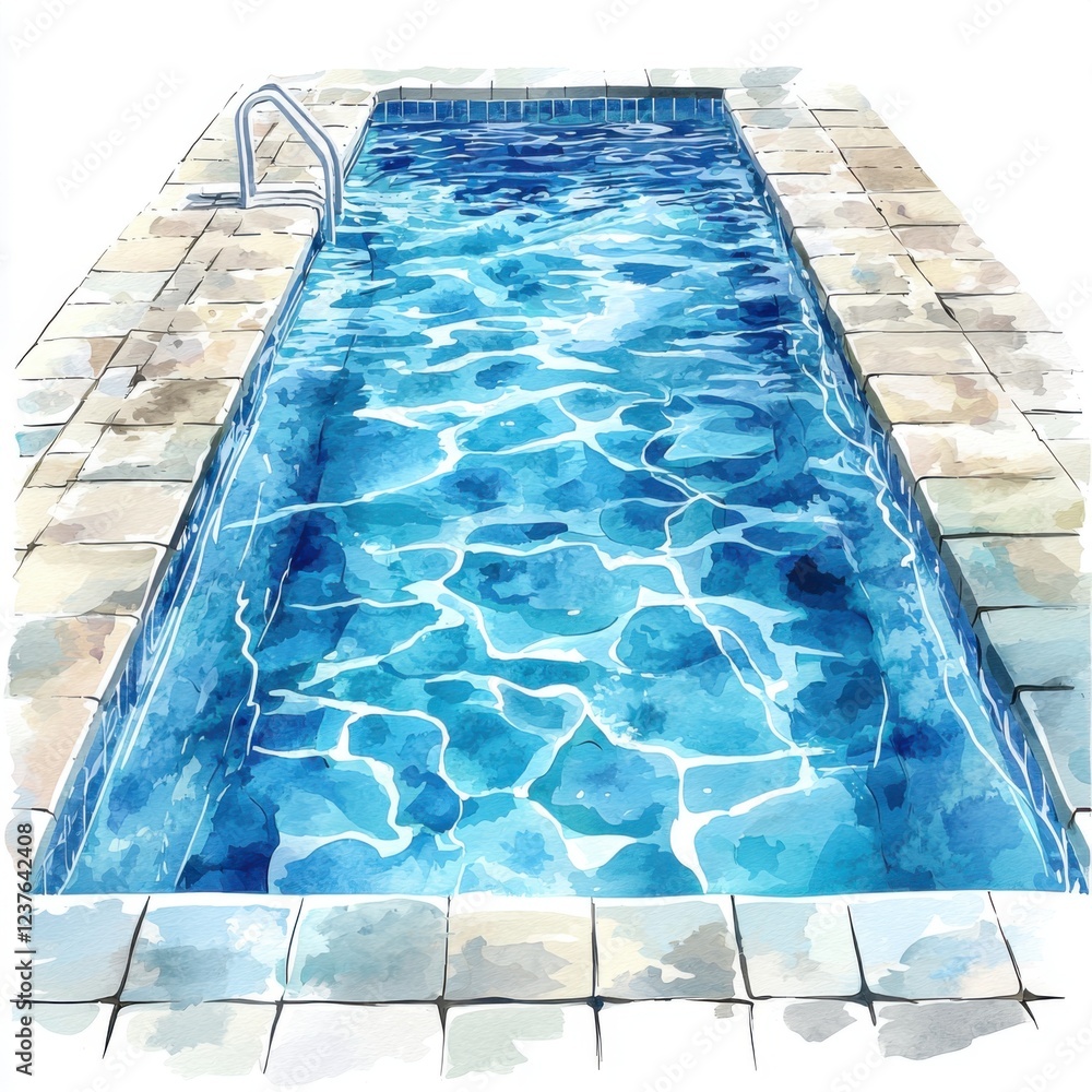 Obraz premium Refreshing summer pool scene backyard oasis digital art calm waters aerial view serenity and relaxation