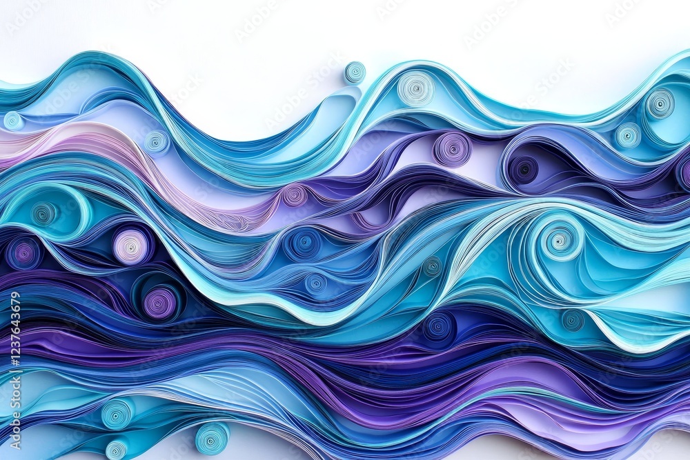 Fascinating scroll art It showcases flowing abstract waves in shades of blue, purple and teal. Fascinating scroll art It showcases flowing abstract waves in shades of blue, purple and teal.