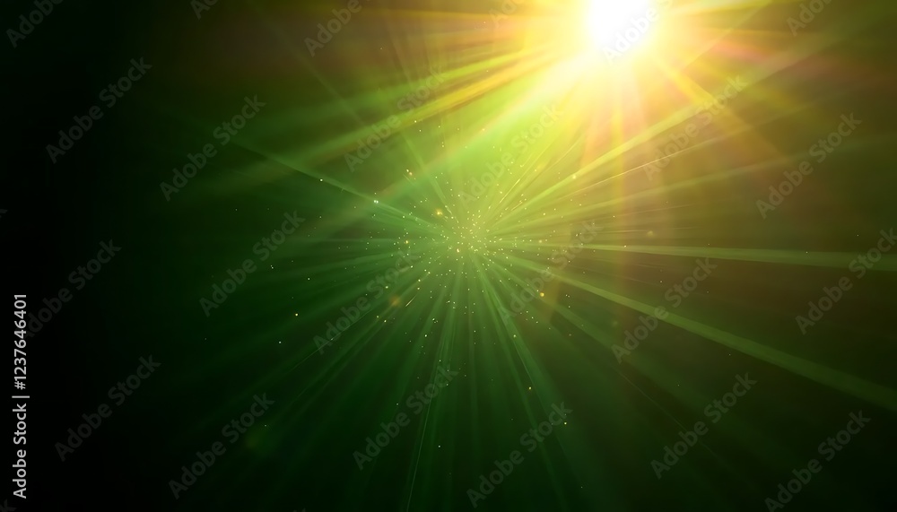 Fototapeta premium Green Light Rays Burst Sparkles