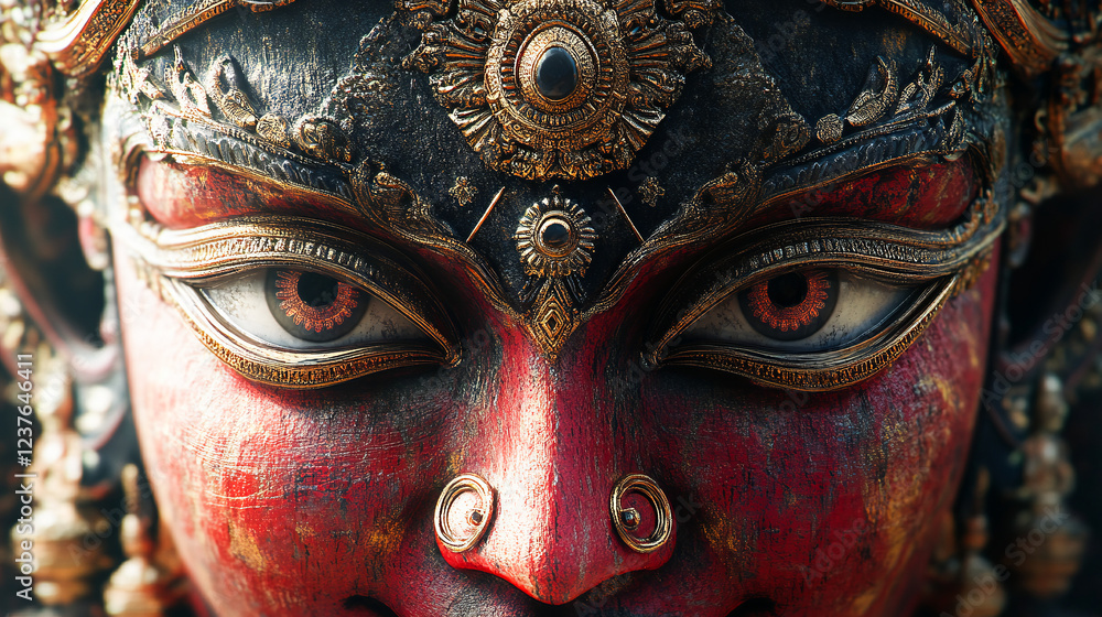Illustration of Goddess Kamakhya with a temple backdrop, symbolizing her association with tantra, fertility, and the embodiment of feminine strength in Hindu beliefs Illustration of Goddess Kamakhya with a temple backdrop, symbolizing her association with tantra, fertility, and the embodiment of feminine strength in Hindu beliefs