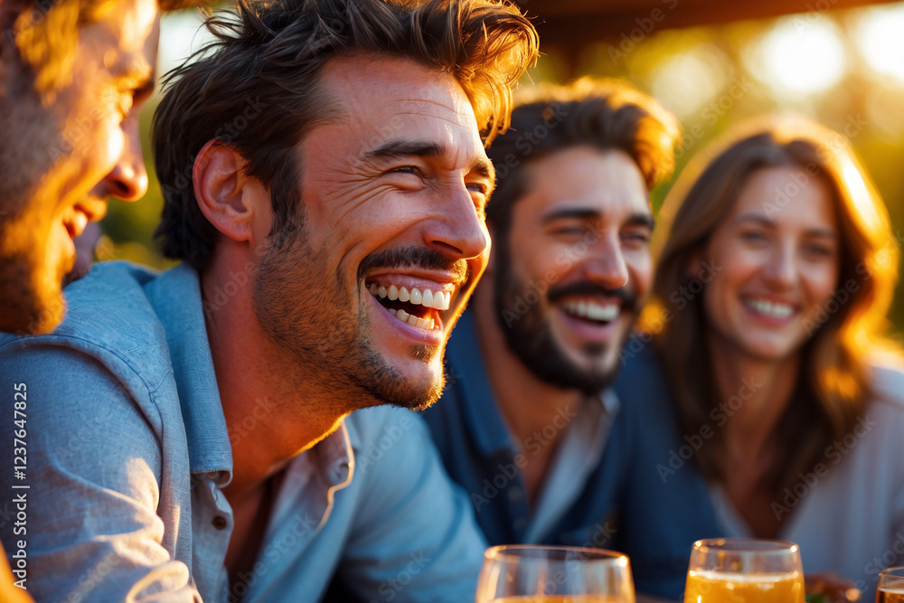 group of friends drinking beer in bar group of friends drinking beer in bar