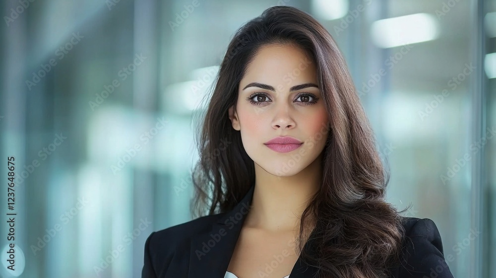 Professional business portrait of confident woman in modern office setting corporate environment focused viewpoint Professional business portrait of confident woman in modern office setting corporate environment focused viewpoint