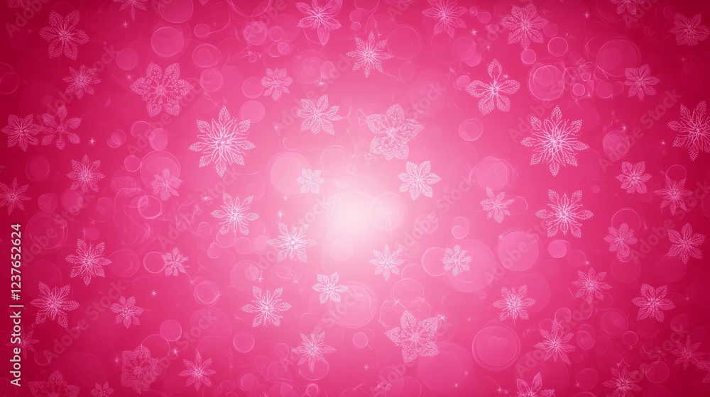 Pink Floral Winter Background Design with Sparkle Pink Floral Winter Background Design with Sparkle