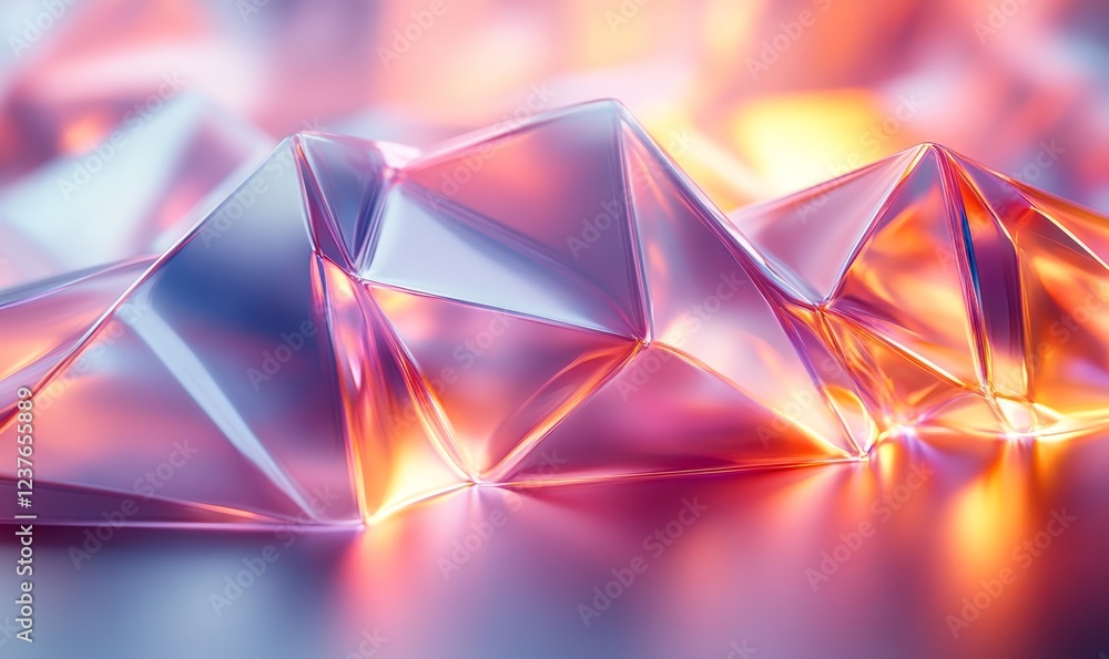 Abstract geometric shapes emitting soft iridescent light, 3d render, Generative AI Abstract geometric shapes emitting soft iridescent light, 3d render, Generative AI