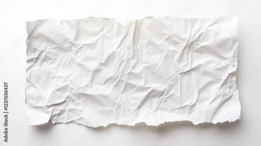 White piece of ripped paper ,Full depth of field, isolated on white background White piece of ripped paper ,Full depth of field, isolated on white background
