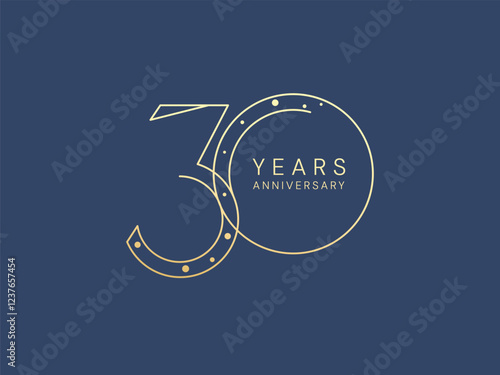 30th Anniversary luxury gold celebration with slim lines numbers logo typography vector design twisted infinity concept. Thirty years anniversary gold for celebration event, business company, card.